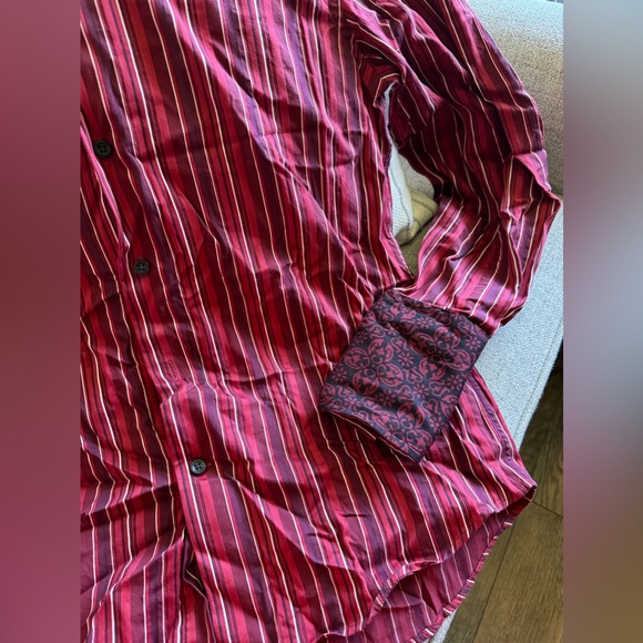 EXPRESS Men's Shirt Small Slim Fit Button Up Long Sleeve Red - Picture 5 of 5